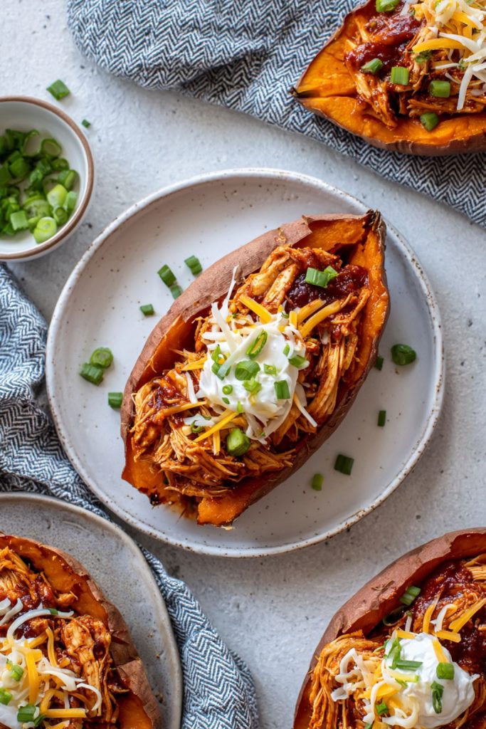 BBQ Chicken Stuffed Sweet Potatoes