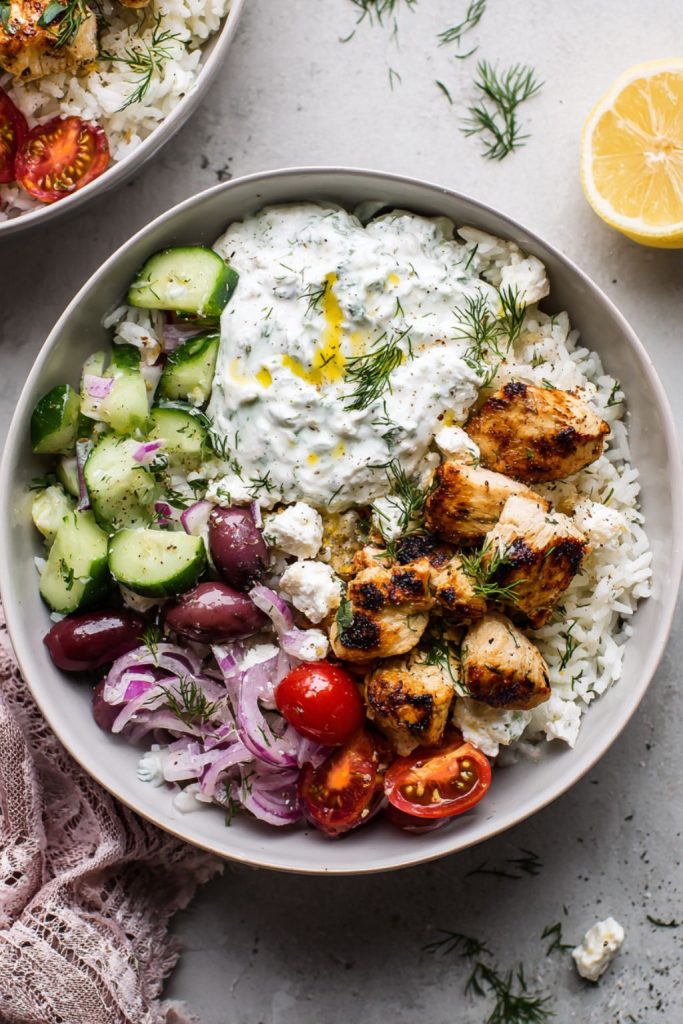 Greek Chicken Rice Bowls