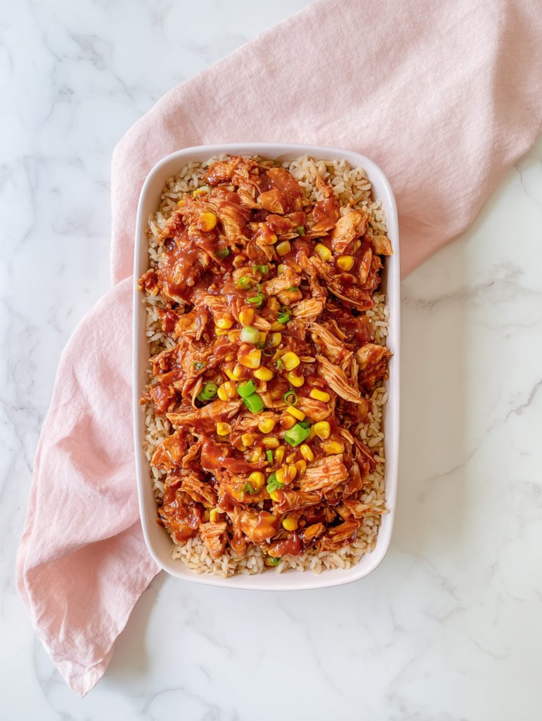 BBQ Chicken, Corn & Brown Rice Bowls