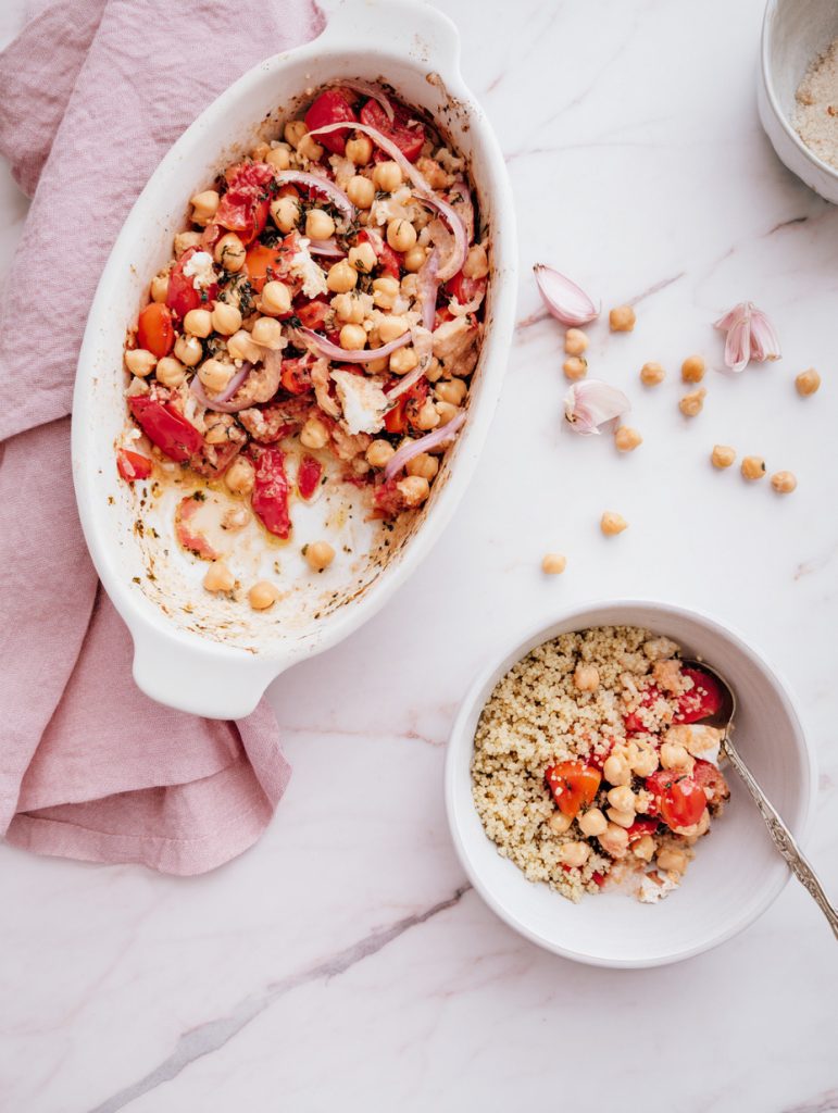 Baked Feta Chickpea Protein Bowls