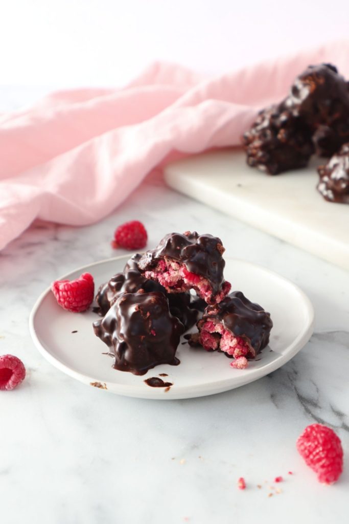 Chocolate-Covered Raspberry Yogurt Clusters