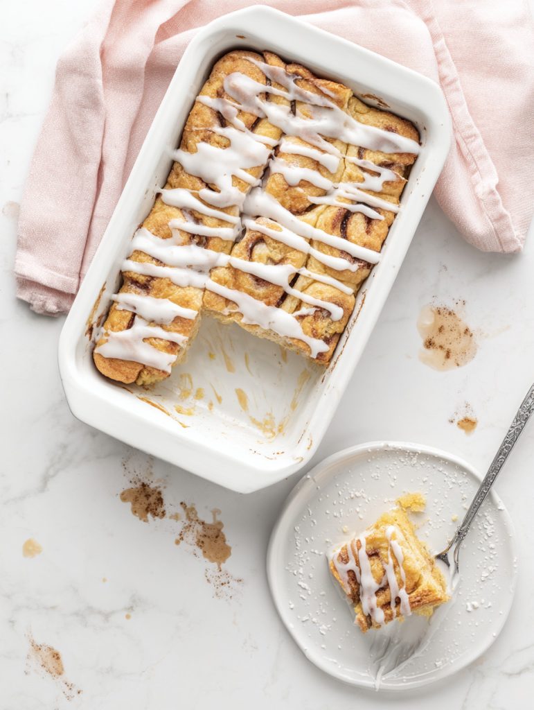 Cinnamon Roll Vanilla Custard Breakfast Casserole