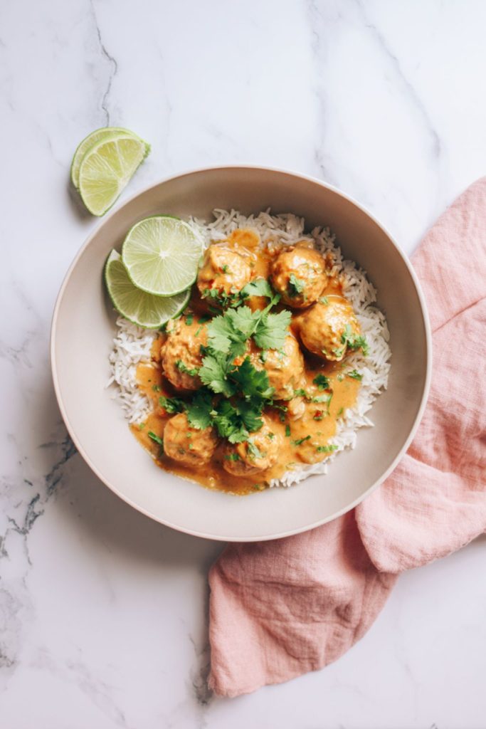 Coconut Curry Meatballs with Jasmine Rice