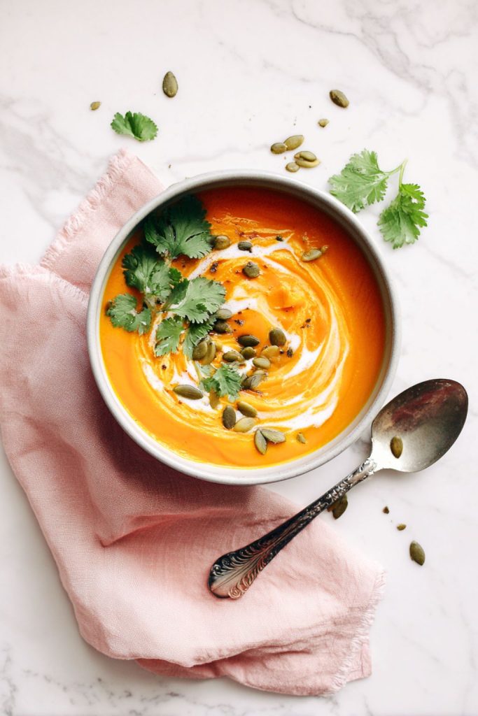 Creamy Sweet Potato Soup with Coconut & Curry