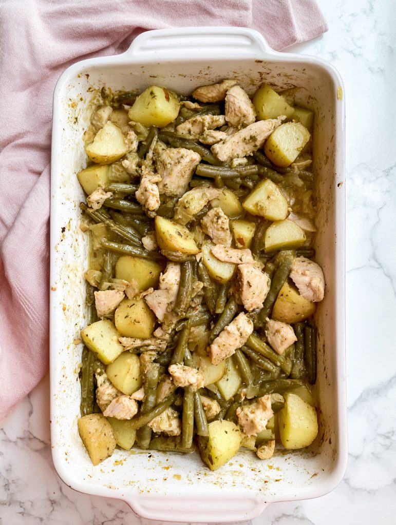 Garlic Parmesan Chicken & Green Bean Potato Bake