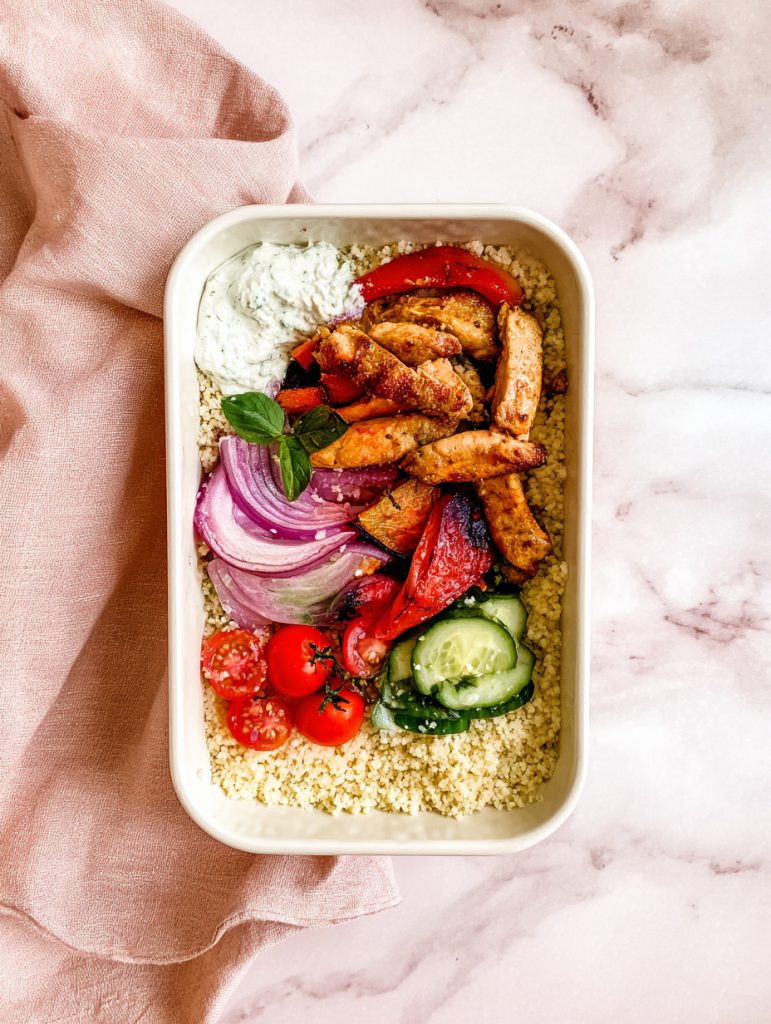 Greek Chicken & Roasted Veggie Couscous Bowls