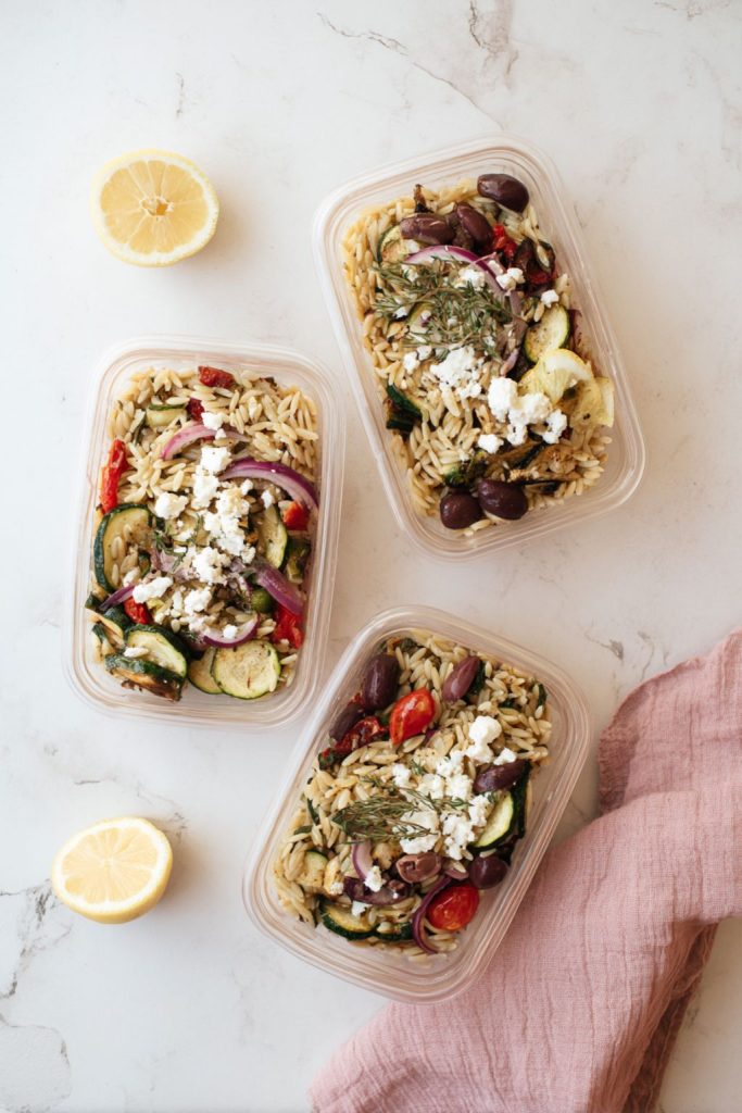 Greek Veggie Orzo Meal Prep Boxes