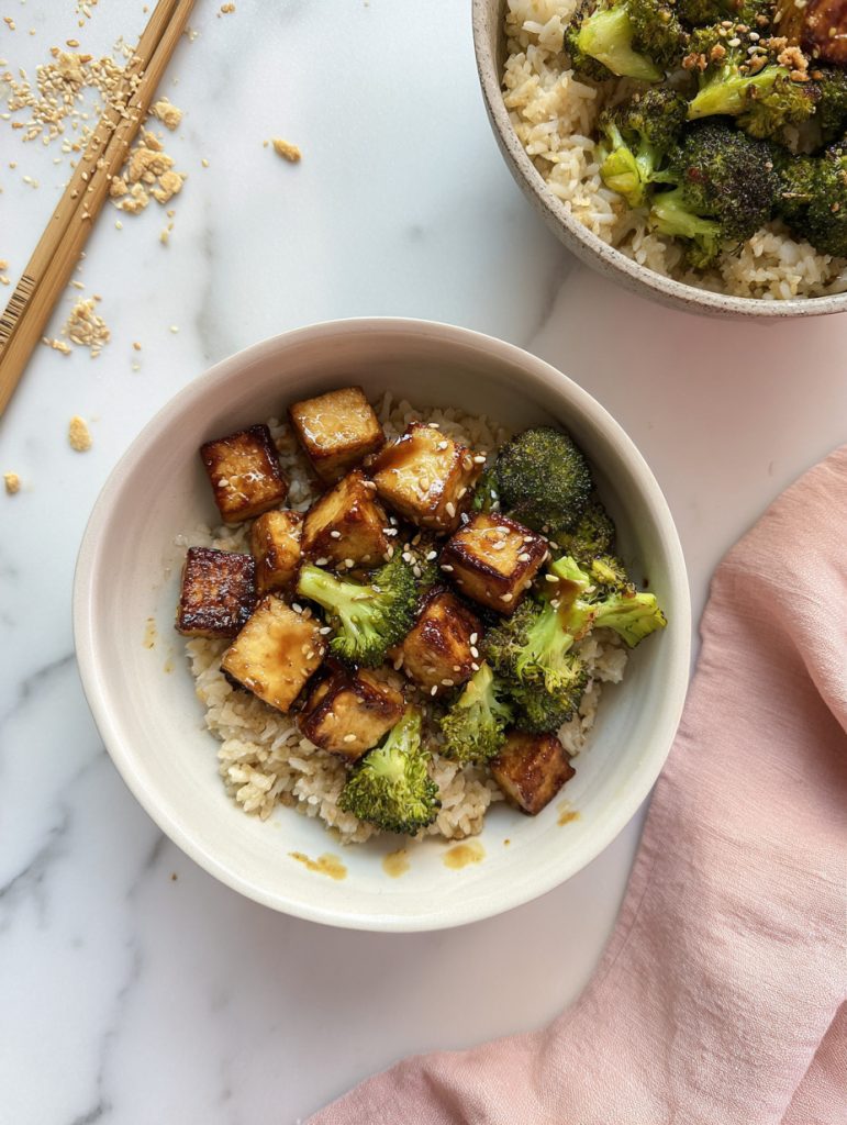 Honey Garlic Tofu & Broccoli Rice Bowls