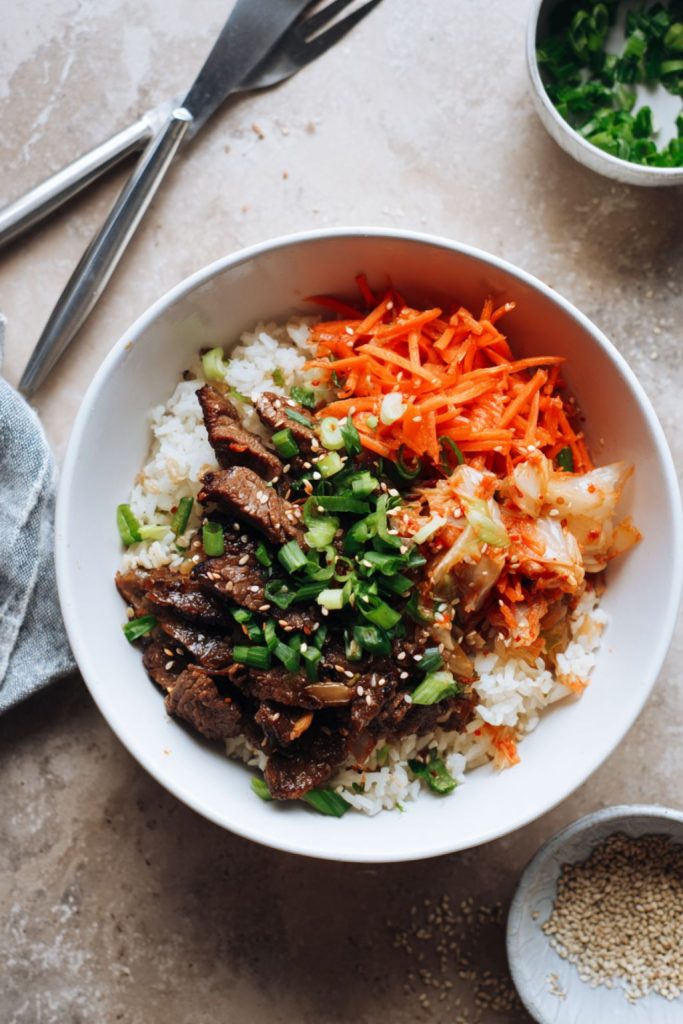 Korean BBQ Beef & Kimchi Rice Bowls