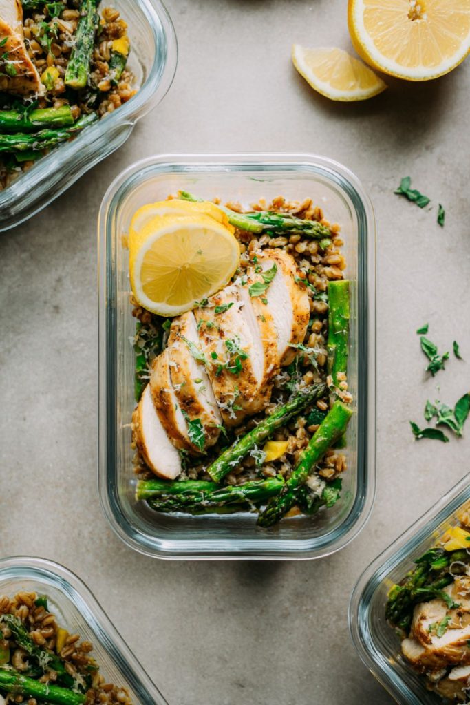 Lemon-Herb Chicken & Asparagus Farro Bowls