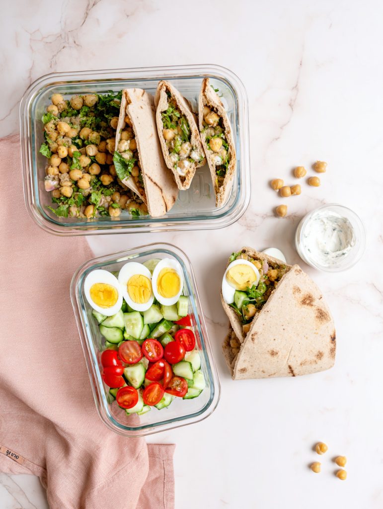 Mediterranean Chickpea & Egg Pita Boxes