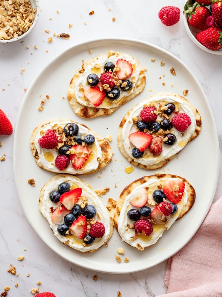 Mini Breakfast Flatbreads with Ricotta & Berries