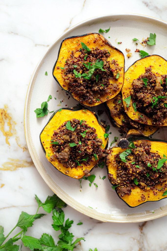 Moroccan Spiced Beef Stuffed Acorn Squash