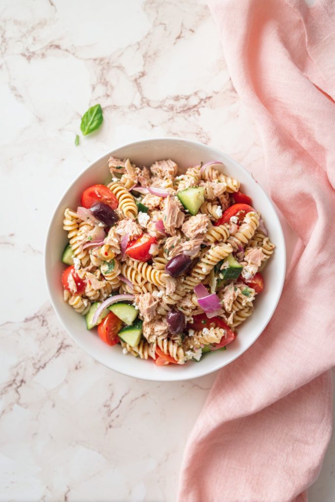 No-Cook Mediterranean Tuna Pasta Salad
