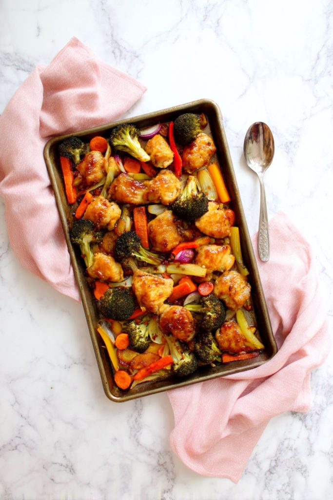 One-Pan Honey Garlic Chicken & Veggie Bites