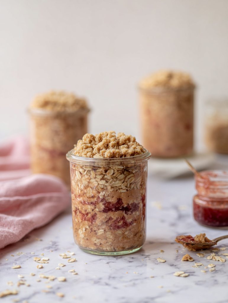 Peanut Butter & Jelly Baked Oat Crumble Jars