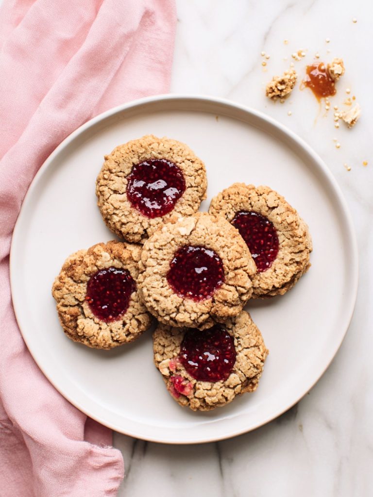 Peanut Butter & Jelly Overnight Oat Cookies
