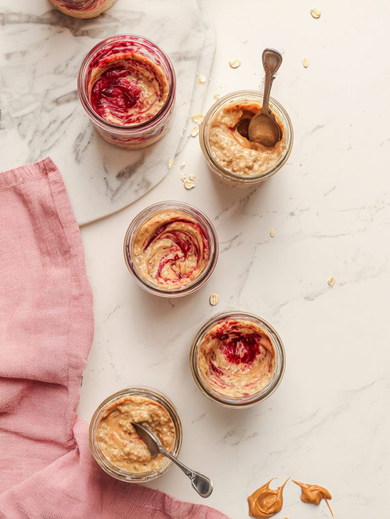 Peanut Butter & Jelly Overnight Oats Jars