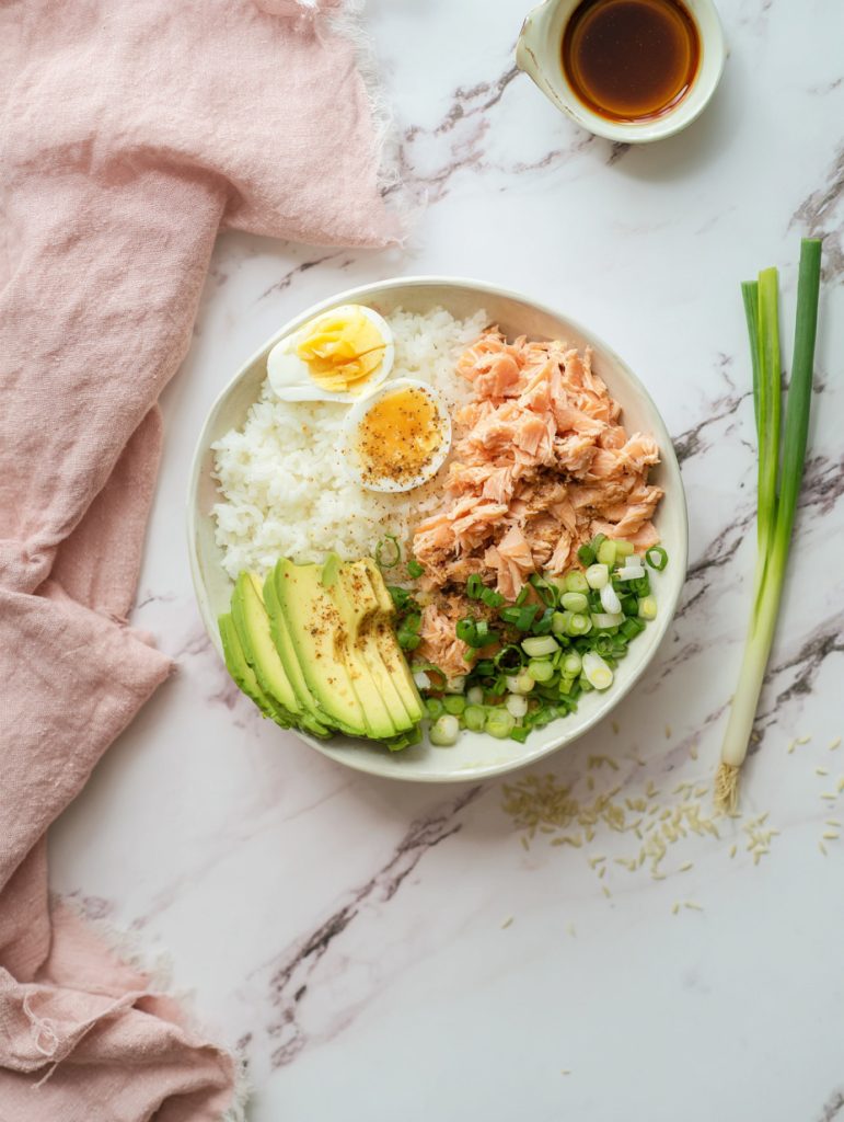 Salmon & Avocado Breakfast Rice Bowls