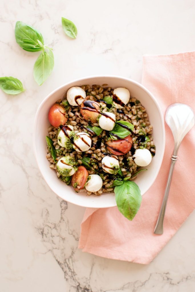Simple Caprese Farro Bowls