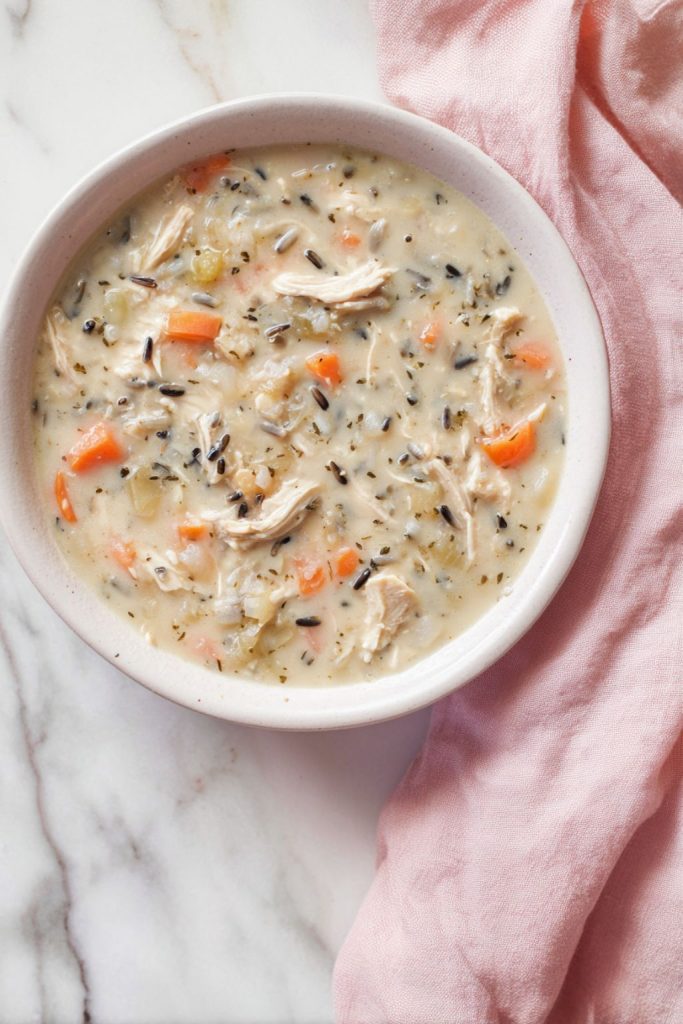 Slow Cooker Creamy Chicken and Wild Rice Freezer Soup