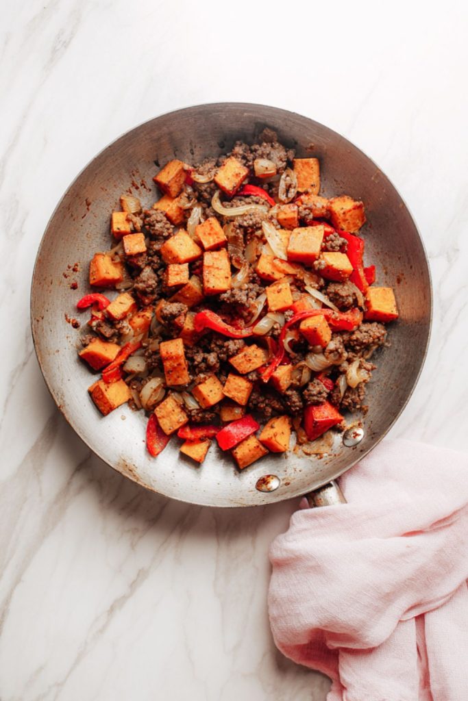 Spicy Ground Beef & Sweet Potato Skillet
