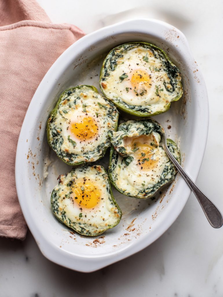 Spinach Ricotta Breakfast Stuffed Peppers