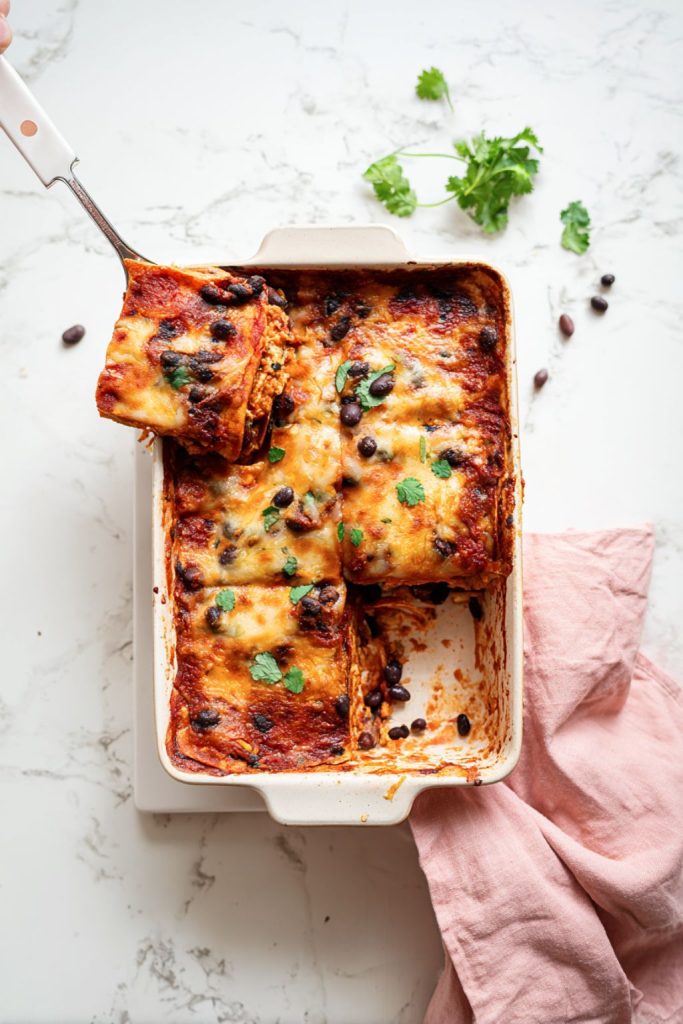 Sweet Potato & Black Bean Enchilada Bake