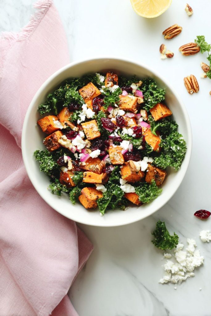 Sweet Potato, Kale & Feta Salad with Lemon Dressing