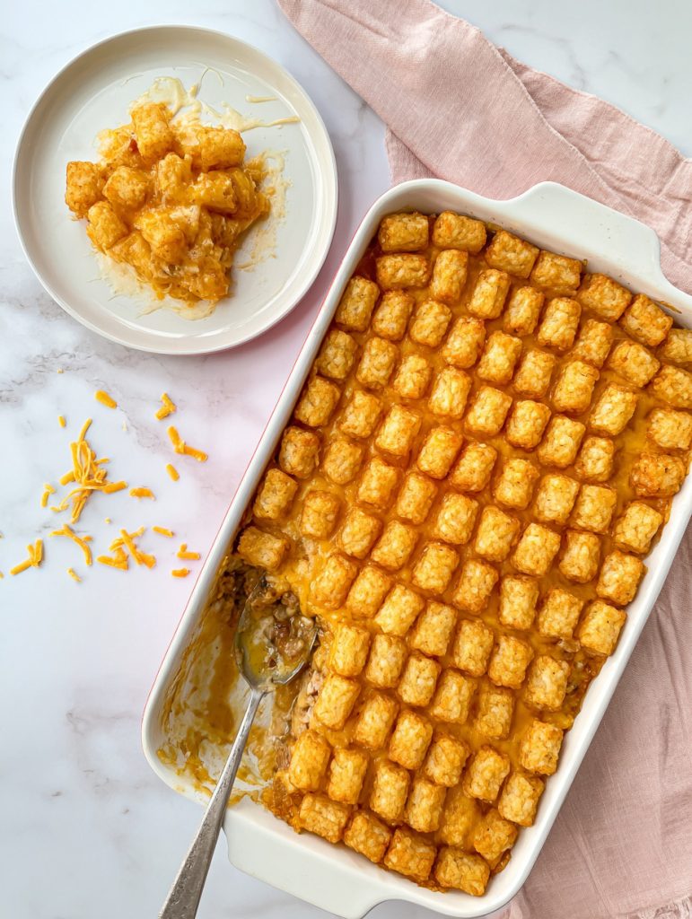 Tater Tot Cheddar Breakfast Bake