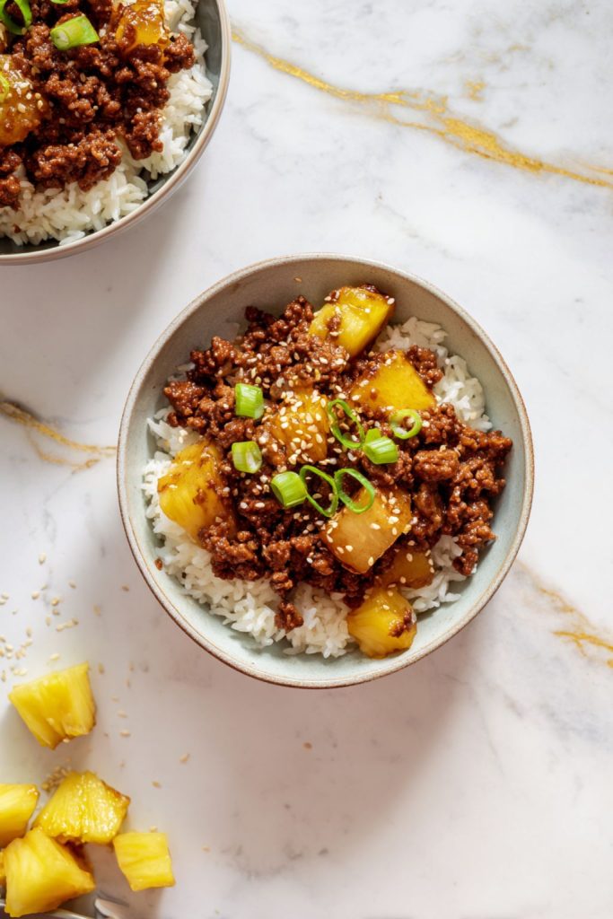 Teriyaki Ground Beef & Pineapple Bowls