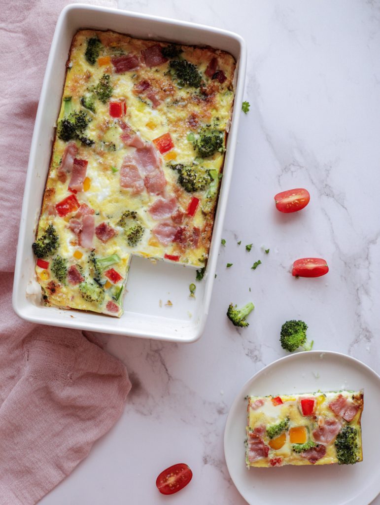 Turkey Bacon & Veggie Egg White Bake