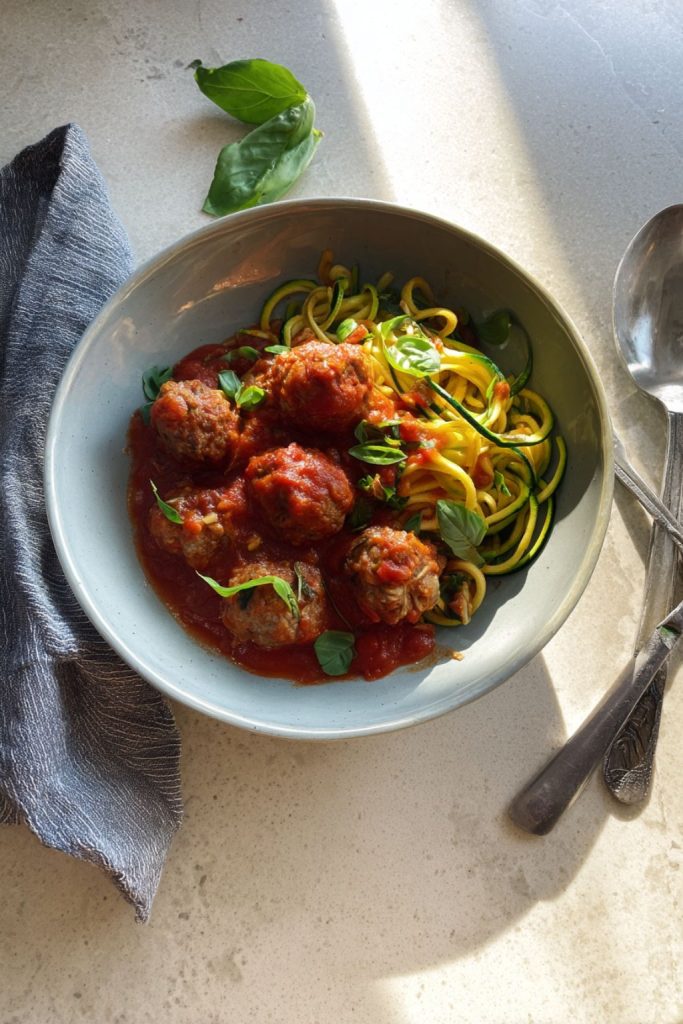 Turkey Meatballs with Marinara & Veggie Pasta