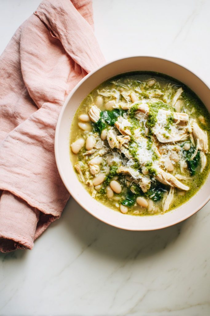 White Bean & Chicken Pesto Soup