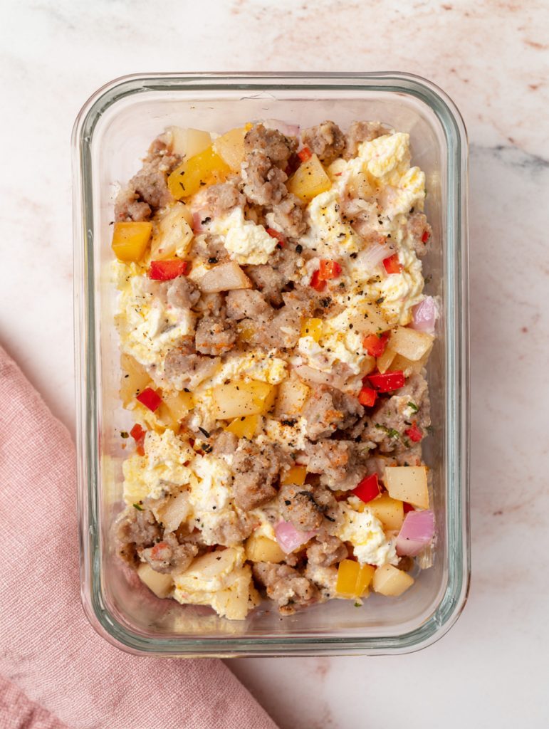 Breakfast Prep Bowls Egg Whites + Turkey Sausage + Peppers