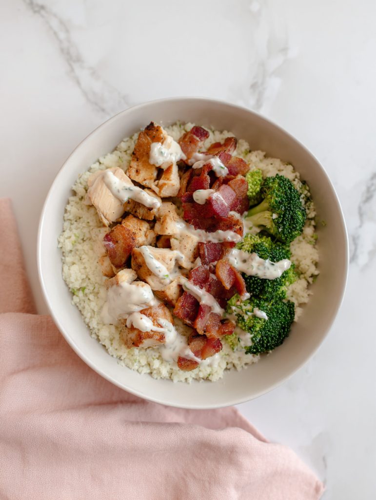 Chicken Bacon Ranch Cauliflower Rice Bowls