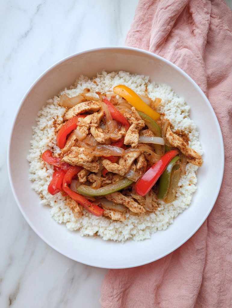 Chicken Fajita Cauliflower Rice Skillet