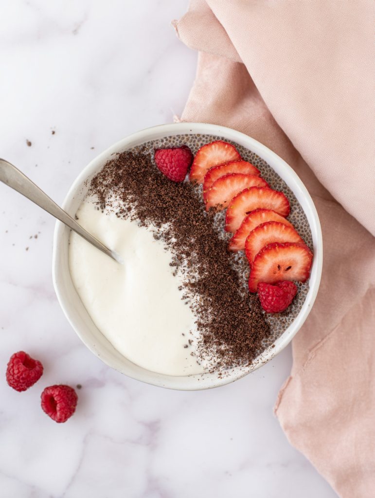 Chocolate Protein Chia Pudding Bowl