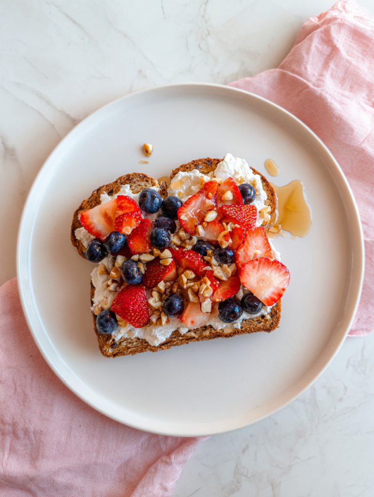 Cottage Cheese Berry Toast with Crunch