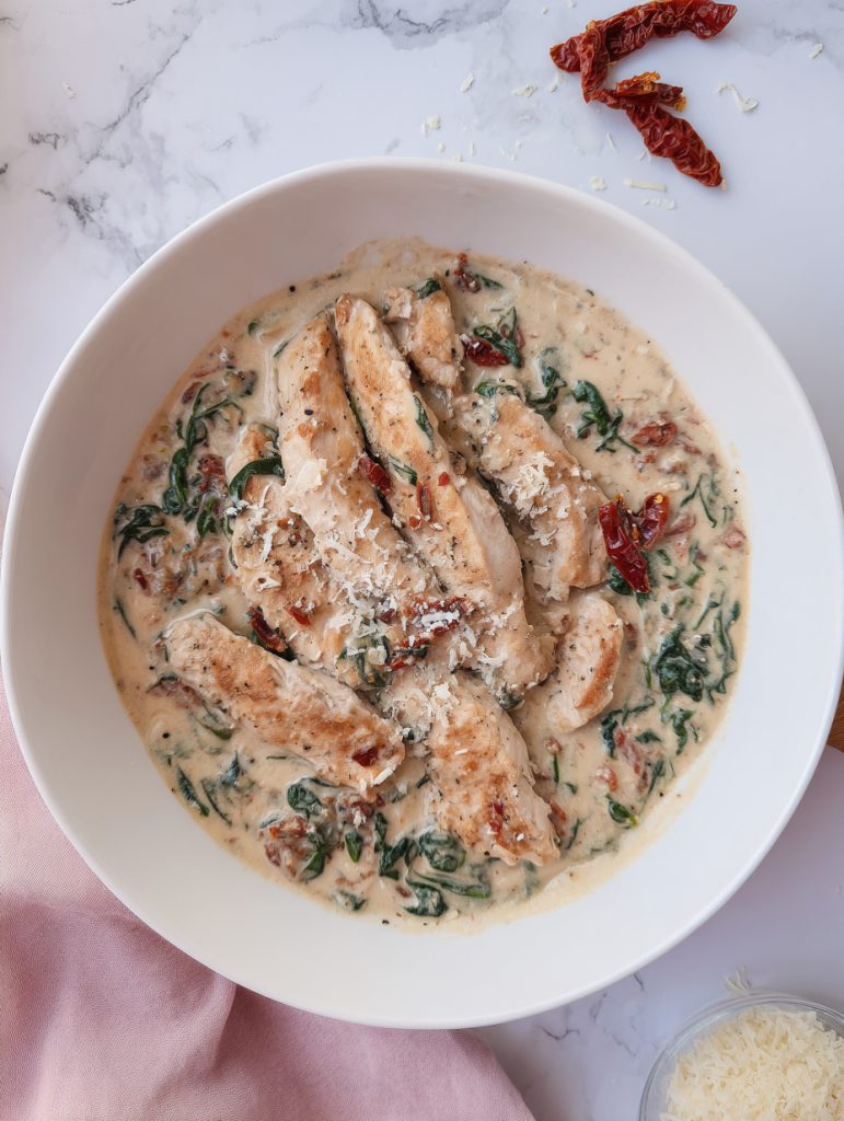 Creamy Tuscan Chicken and Spinach Skillet