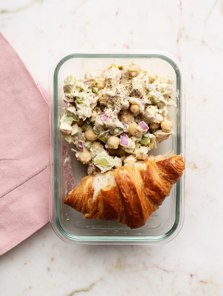 Crispy Chickpea “Chicken” Salad Croissant Boxes
