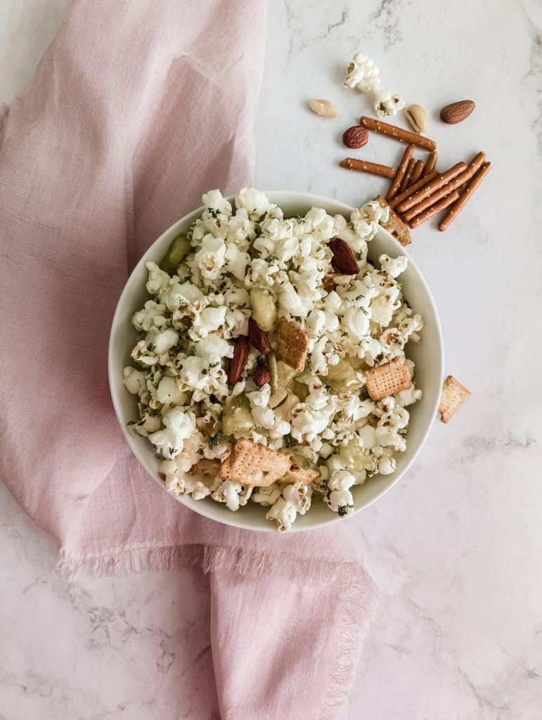 Crunchy Dill Pickle Popcorn Party Mix