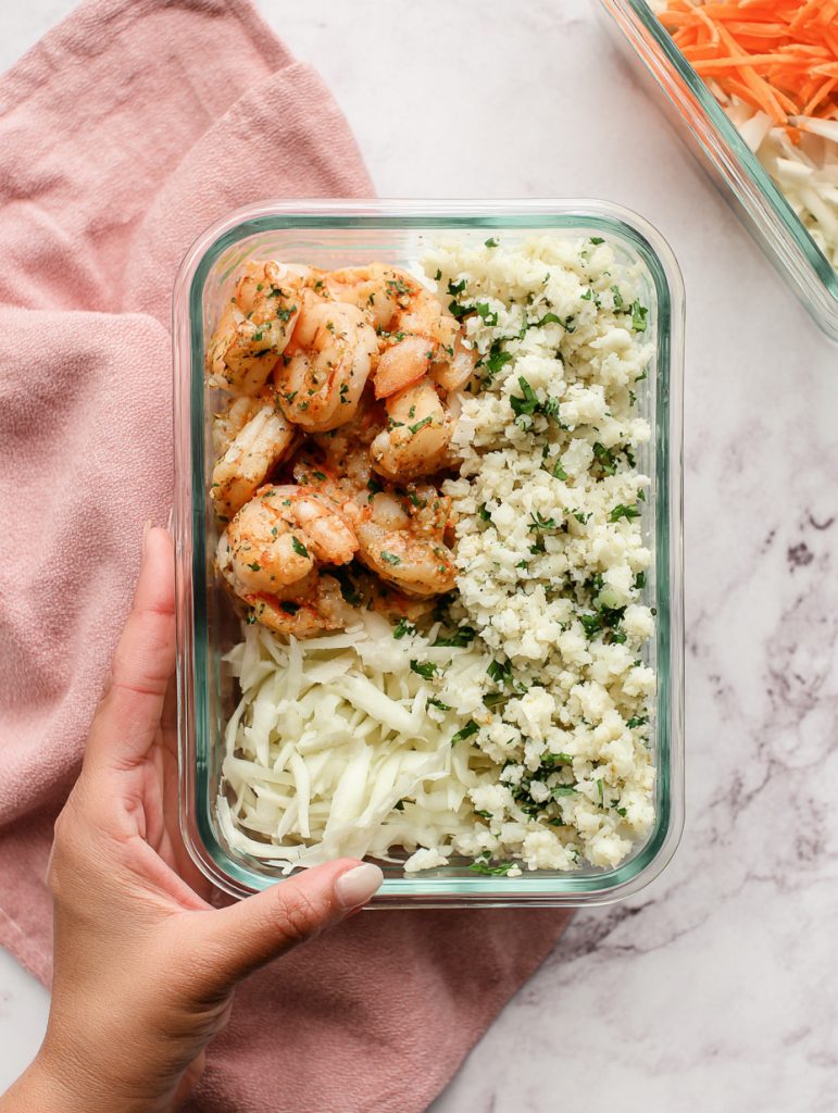 Garlic Lime Shrimp + Cilantro Cauliflower Rice + Jicama Slaw