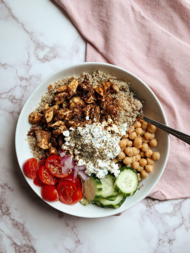 Greek Chicken Tzatziki Chickpea Bowl