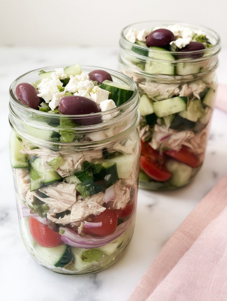 Greek Chicken and Cucumber Salad Jars