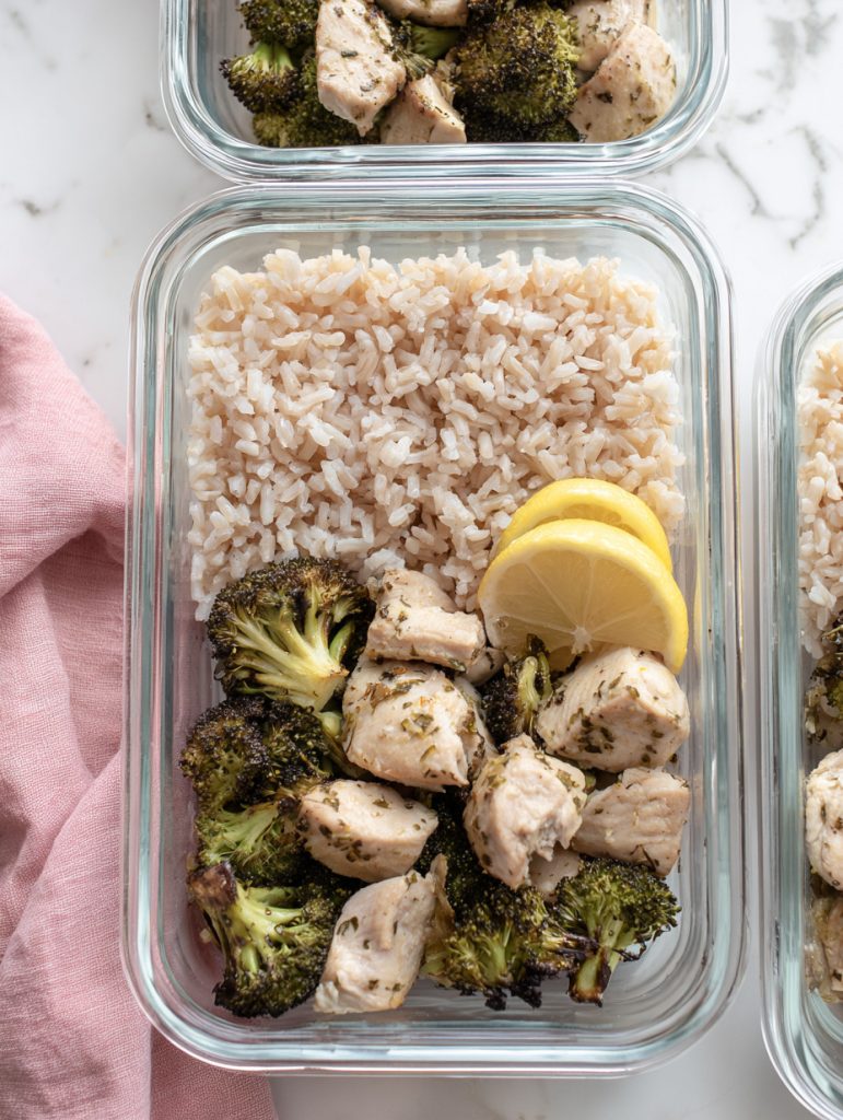 Lemon Garlic Chicken + Roasted Broccoli & Rice