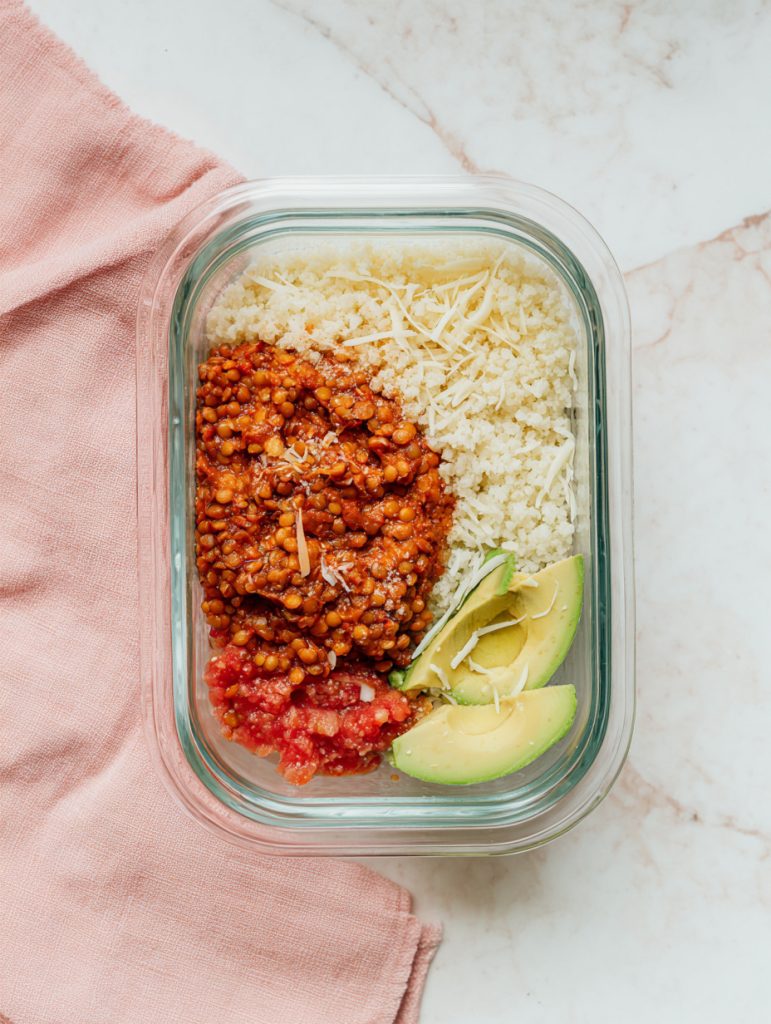 Lentil Taco Cauliflower Rice Bowls