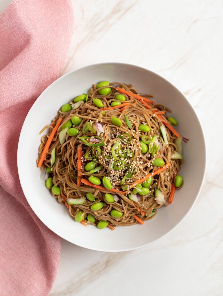 Peanut Sesame Soba Noodle + Edamame Salad