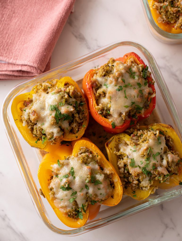 Pesto Turkey Stuffed Peppers