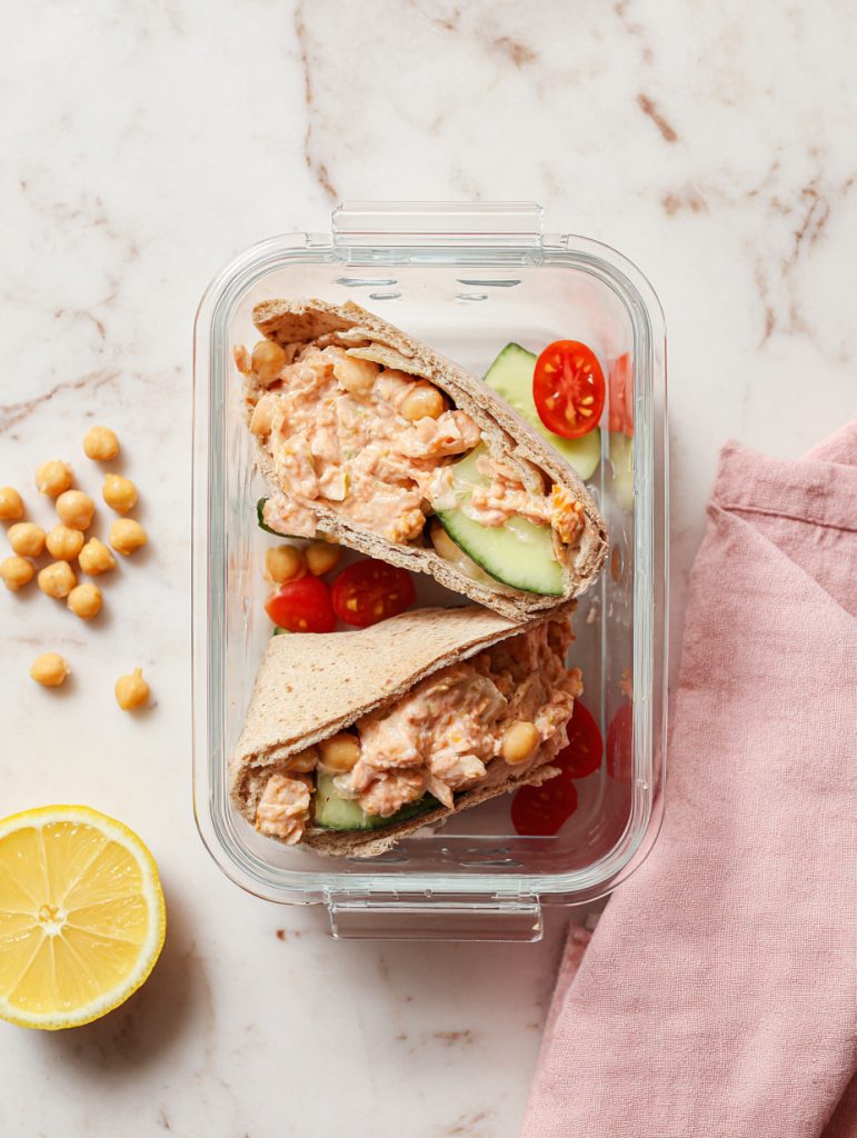 Salmon & Chickpea Greek Pita Pockets